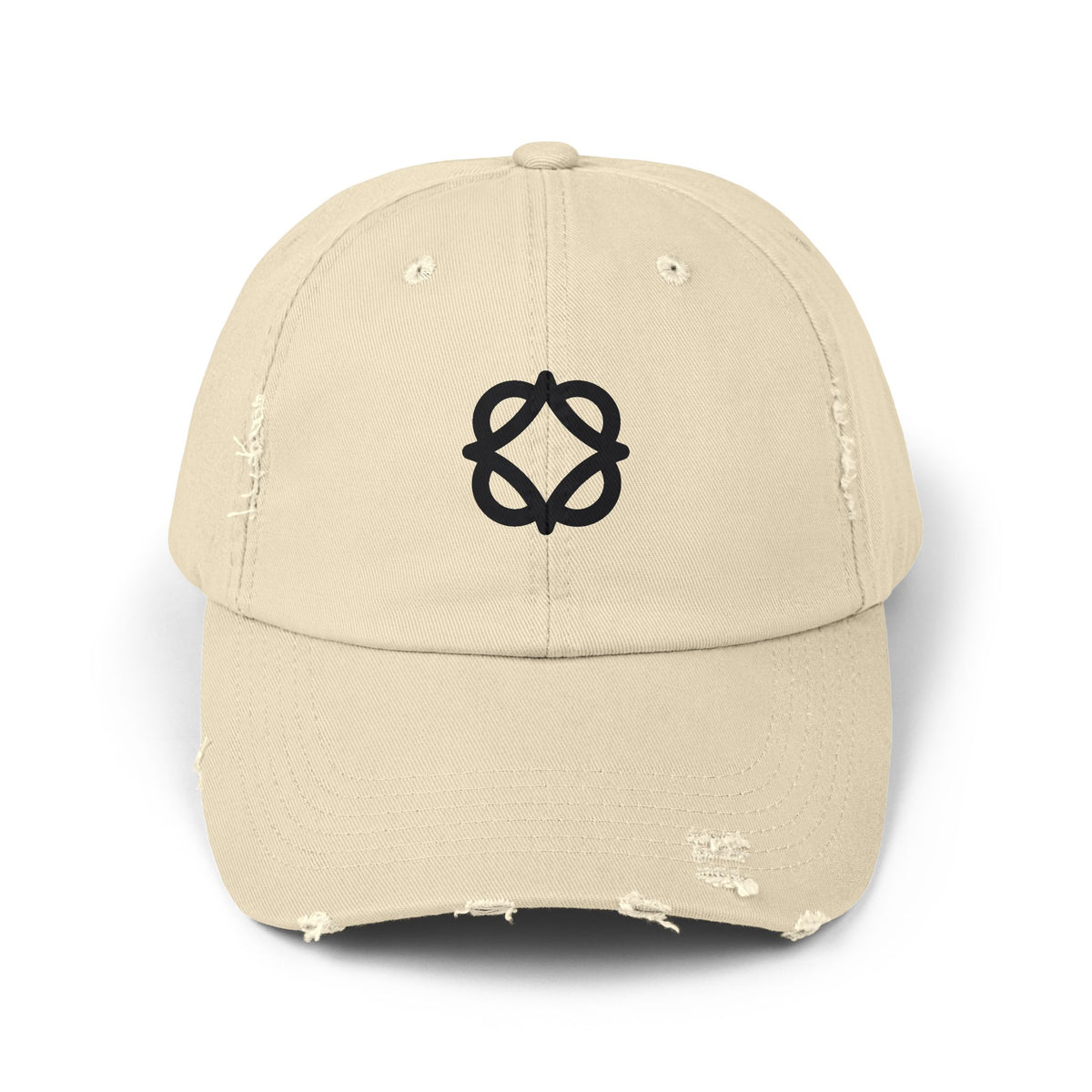 Distressed Baseball Cap with Minimal Knot Logo — Vintage Washed Hat