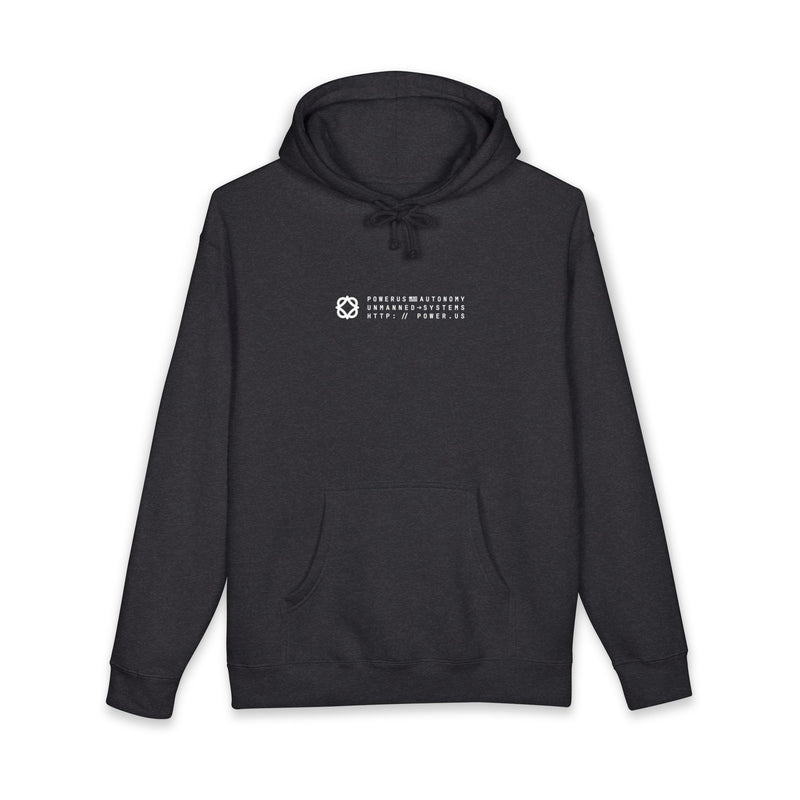 Minimalist Tech Logo Hoodie — Centered 'X' Emblem & Microtext