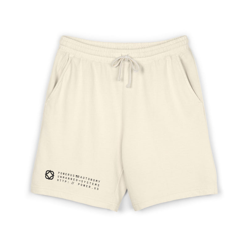 Lightweight Fleece Sweat Shorts — Minimalist Neutral Lounge Shorts with Small Geometric Accent