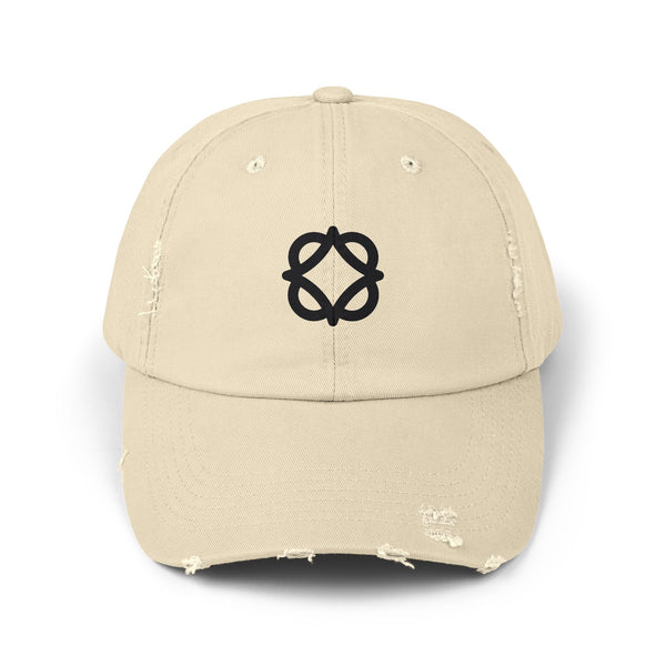 Distressed Baseball Cap with Minimal Knot Logo — Vintage Washed Hat