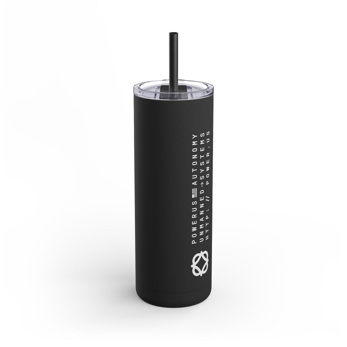 Skinny Matte Tumbler — Minimalist Black 20oz Insulated Cup with Straw
