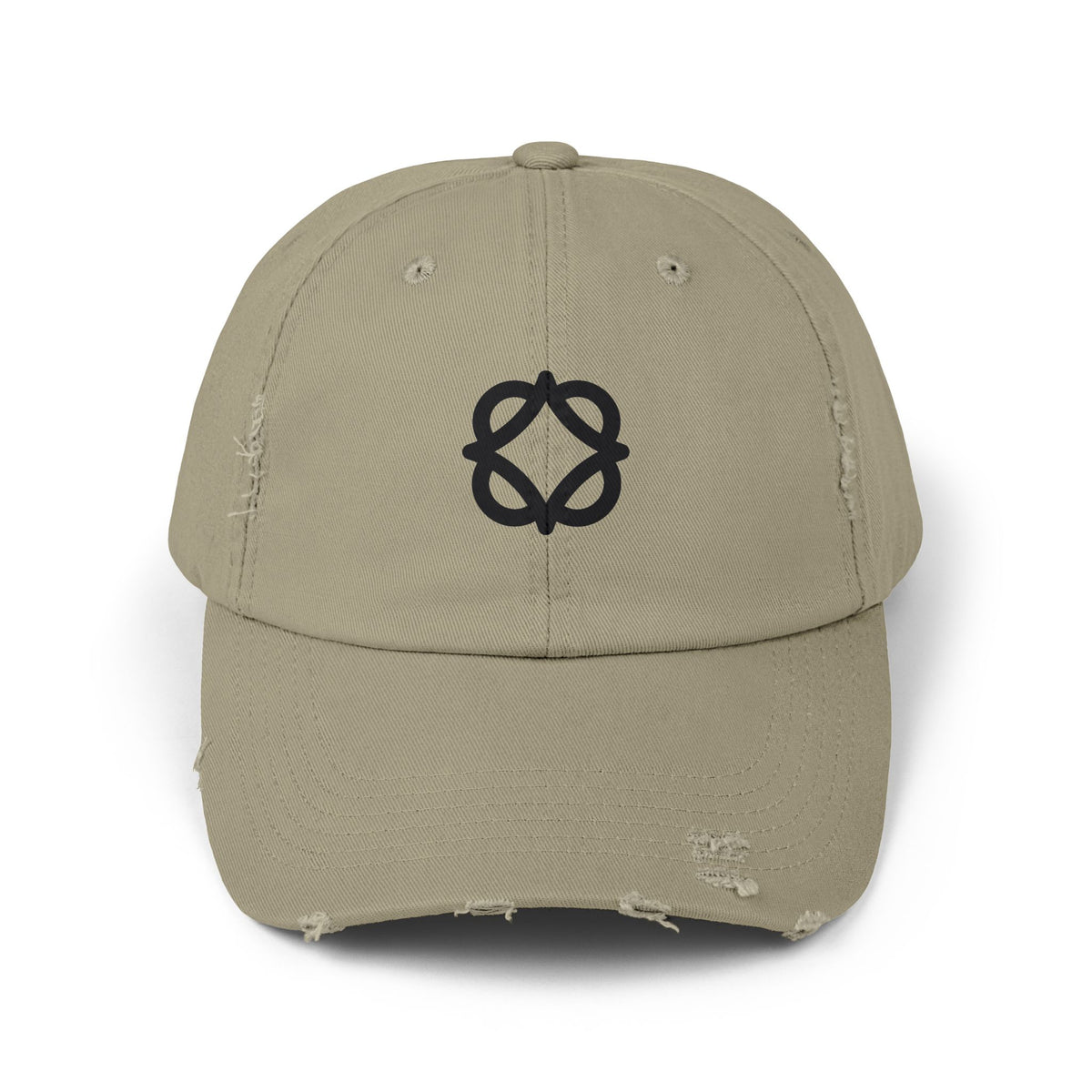 Distressed Baseball Cap with Minimal Knot Logo — Vintage Washed Hat