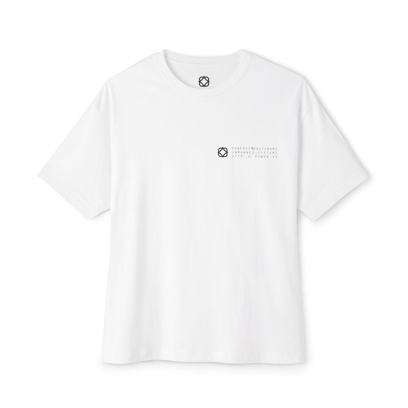 Minimal Logo Boxy Tee — White Oversized Casual T‑Shirt